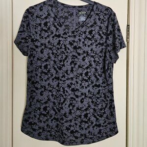 Tek Gear Burnout Short Sleeve Print Top Size L Black/Grey New